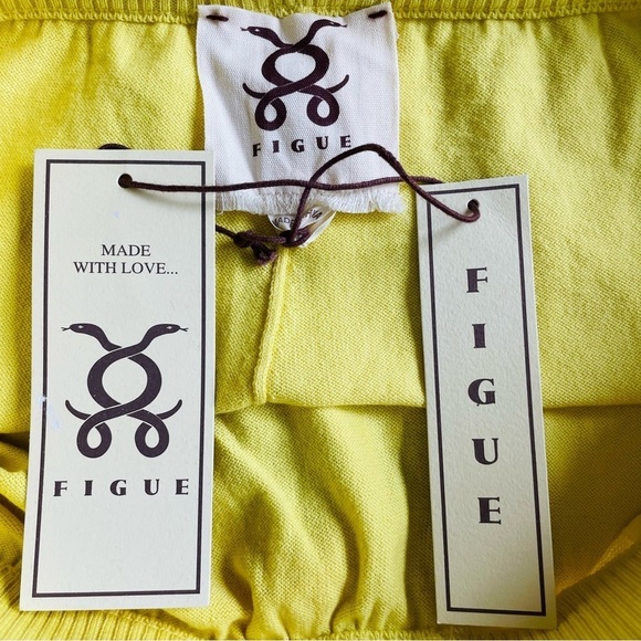 New! Figue elina yellow tassel tie shorts gines nwt 30128 - Picture 3 of 5